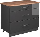 Vicco Keukenonderkast Fame-Line, Antraciet Hoogglans/Antraciet, 100 cm