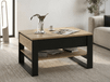 Table basse QUANTINO 2 tiroirs chêne artisan/noir
