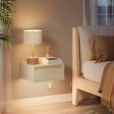 Nancy's Bova Nachtkastjes set van 2 - Zwevende Lades - Met verlichting in 3 kleuren - Beige - ± 40 x 35 x 20 cm