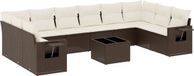 vidaXL 11-delige loungeset met kussens, polyrattan, bruin