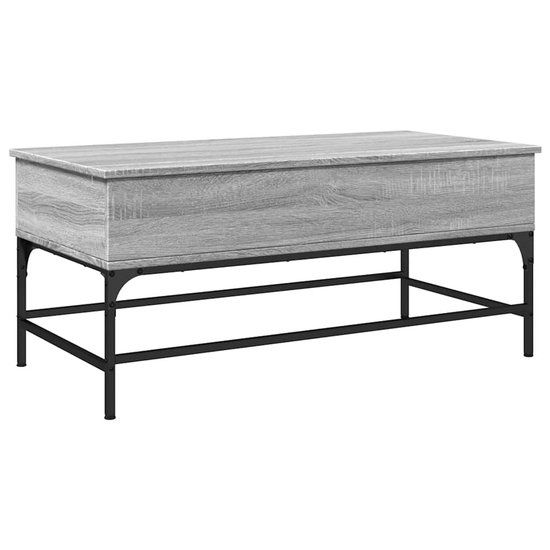 vidaXL Salontafel 100x50x45 cm bewerkt hout en metaal grijs sonoma