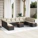 vidaXL Tuinbank Set 11 st Zwart Poly rattan