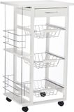 HOMCOM Keukenwagen - Hout - 47x37x83cm - Wit