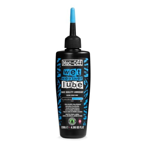 Muc-Off Wet Chain Lube, 120ml - Bike Lube, Bike Chain Oil, Chain Wax for Wet Weather Conditions - PTFE-Free Biodegradable Bike Lubricant and Bicycle Chain Oil