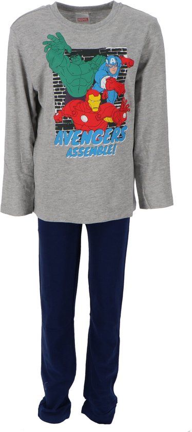 4KidsOnly Avengers Pyjama - Maat 122/128 - Katoen - Grijs - Kind