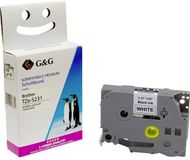 G&G Labeltape 5BRTS231-TD Compatibel met Brother TZe-S231, Wit/Zwart, 12mm x 8m