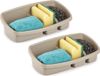 Plasticforte Keukenspons houder - 2x stuks - 26x14 cm - taupe