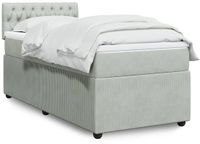 vidaXL Boxspring met matras fluweel lichtgrijs 90x200 cm
