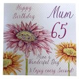 witte WHITE COTTON CARDS Wba65-Mum verjaardagskaart "Happy 65 Mum Have a Wonderful Day", handgemaakt, wit