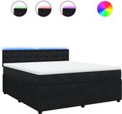 vidaXL Boxspring met matras fluweel zwart 180x200 cm