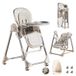 Chaise haute pour bébé - Transat/chaise haute 2-en-1 - Réglable en hauteur - Plateau amovible - Harnais de sécurité - Assise rembourrée - Blanc