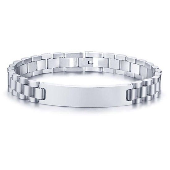 TJ Tom Jaxon Tom Jaxon Heren armband Edelstaal Graveerplaat Zilverkleurig - 21cm