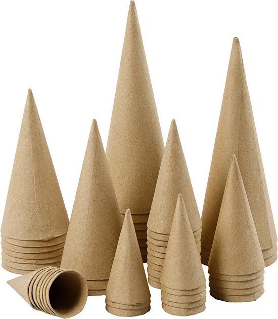 Creotime Kegels - 50 stuks - Papier - h: 8-20 cm - 26549