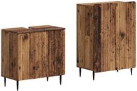 vidaXL - 2-delige - Badkamerkast - Set - ZWOLLE - Oud - hout - Bewerkt - hout