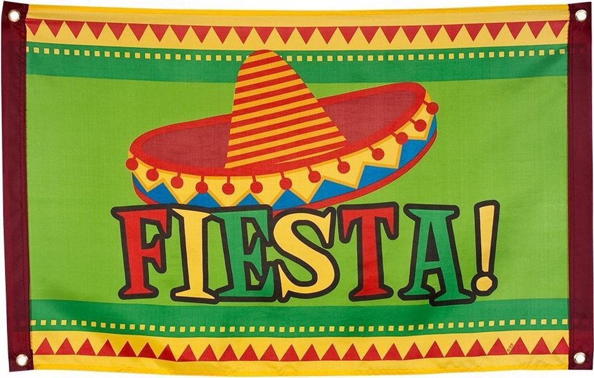 Boland 54405 - vlag Fiesta, grootte 60 x 90 cm, polyester, Mexico, banner, wanddecoratie, hangdecoratie, kinderverjaardag, themafeest, carnaval