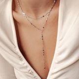 Hey Happiness Dubbele Layered Y-Ketting Dames Roestvrij Staal – Verstelbaar tot 45 cm – Zilver