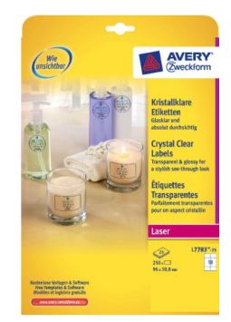 Avery L7783-25 - Printer Labels - Transparent - Laser - 96 x 50.8 mm - 250 Labels
