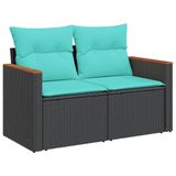vidaXL 4-delige tuinbankset met kussens, zwart polyrotan