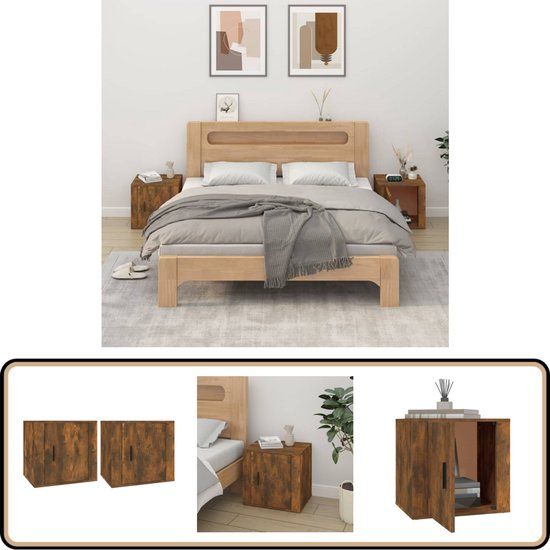 vidaXL Nachtkastjes - Set van 2 - Gerookt Eiken - 50x39x47 cm