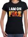 Bellatio Decorations Shoppartners Bv Halloween I am on fire verkleed t-shirt zwart voor dames - horror shirt / kleding / kostuum / verkleedkleding XXL
