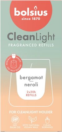 Bolsius Clean Light Geurkaars Navulling - Bergamot & Neroli - 2 stuks