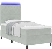 vidaXL LED Boxspringbed met Matras Lichtgrijs 90 x 190 cm Stof