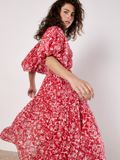 Apricot Rose Print Tiered Midi Dress