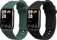 kwmobile 2x horlogebandjes geschikt voor Xiaomi Mi Band 8 Pro bandje - Smartwatch bandjes van TPU - Activity tracker horloge band in zwart / donkergroen