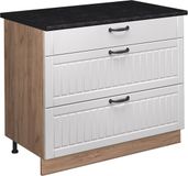 Vicco Keukenonderkast Fame-Line, Wit Landhuis/Goudkleurig Eiken, 100 cm