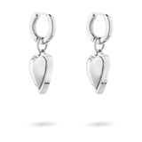 LIEBESKIND BERLIN Metal Heart Creolen, creolen van roestvrij staal, zilver, 2,8 cm, scharniersluiting, waterdicht en huidvriendelijk