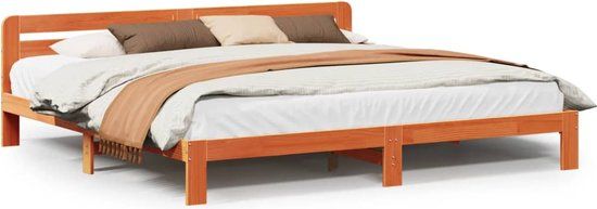 vidaXL Massief Grenenhout Bedframe - Wasbruin - 200x200 cm