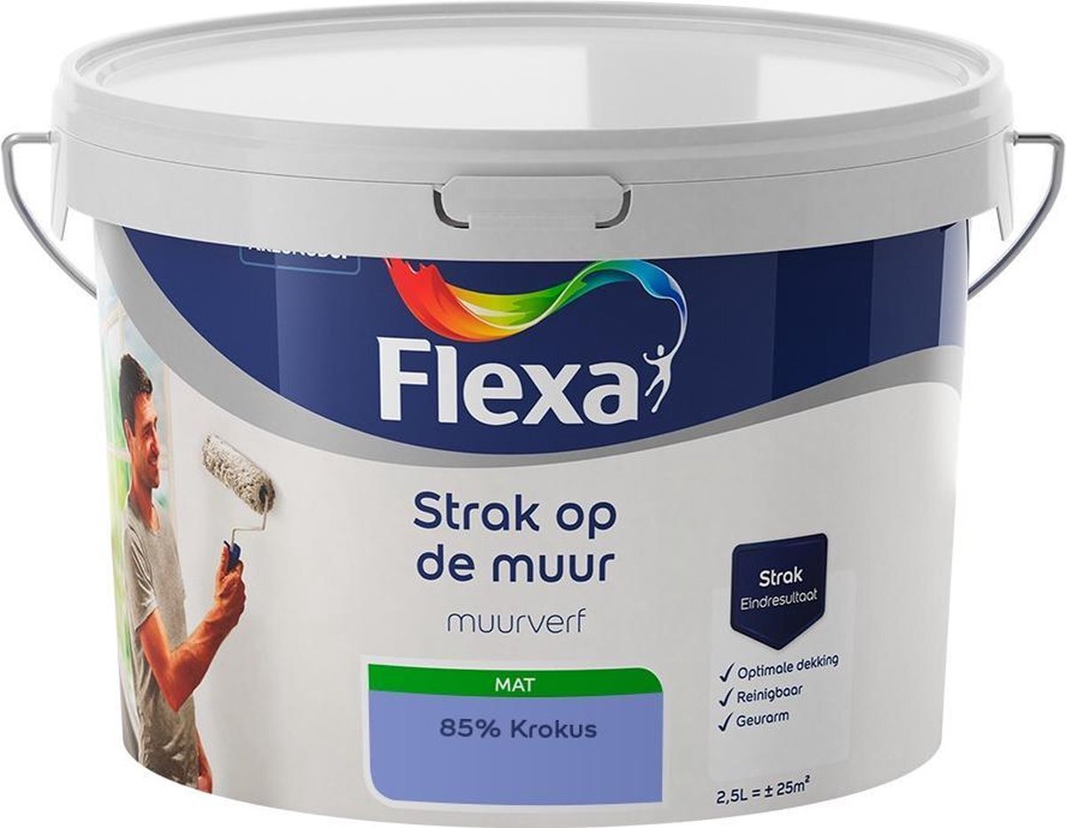 FLEXA - Strak op de muur - Muurverf - Mengcollectie - 85% Krokus - 2,5 liter