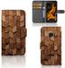 B2Ctelecom Étui style livre pour Samsung Galaxy Xcover 4 | Xcover 4s Cubes en bois