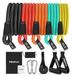 Latex weerstandsband set - Polyester bedekt - 160 cm - Met handgrepen en enkelbanden - Voor fitness, yoga en pilates