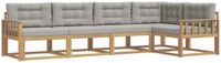 vidaXL Hoek loungeset 5 zitplaatsen Polyester Wit en lichtgrijs