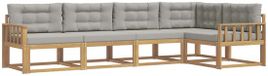 vidaXL Hoek loungeset 5 zitplaatsen Polyester Wit en lichtgrijs