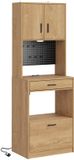 SoBuy Hoogslankkast - 170x40x60 cm - Licht eiken - Met 2 deuren, 2 laden, stopcontact en USB | FSB98-E-N