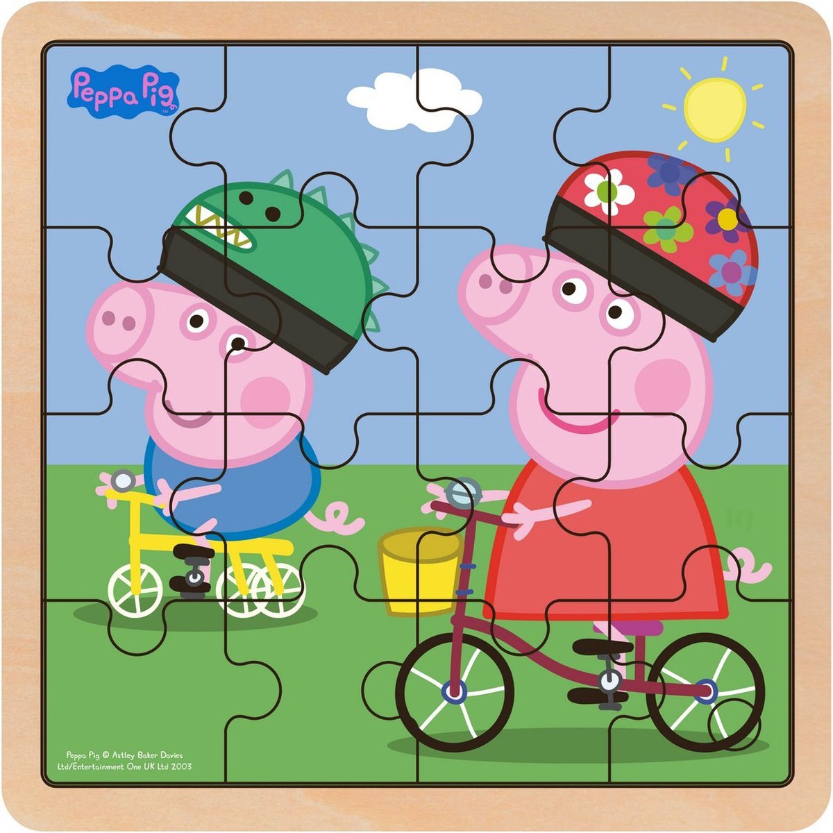 Barbo Toys Peppa Pig Houten puzzel - Fietstocht - 16 stukjes - Peuter