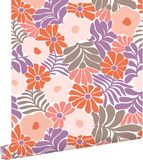 ESTAHome Behang Bloemen Matisse Stijl Paars/Oranje 53cm x 10.05m