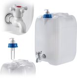 KADAX Waterjerrycan met afvoerkraan, waterreservoir met wateruitloop, jerrycan met geïntegreerde tapkraan en zeepdispenser, campingtank, reisjerrycan (20 liter)