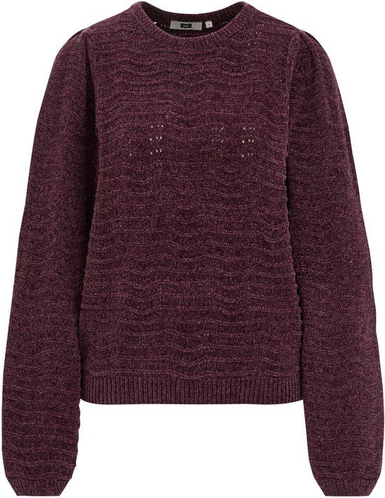 WE Fashion Dames Gebreide Trui - Aubergine - Maat S