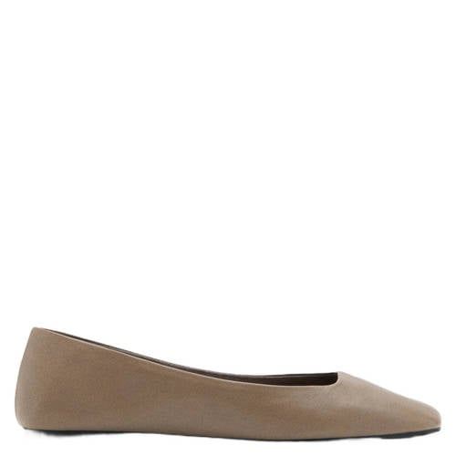 Mango Light Brown Leather Ballerinas