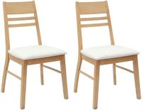 vidaXL Eetstoelen 2 stuks Massief Rubberhout Natuurlijk en wit