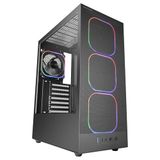 Mars Gaming MC-NEBULA ATX Gaming Behuizing, 4 Line-Glow ARGB 120 mm Ventilatoren, Voorzijde Van Microgeperforeerd Metalen Gaas, CableHatch, Zijkant Van Gehard Glas, Zwart
