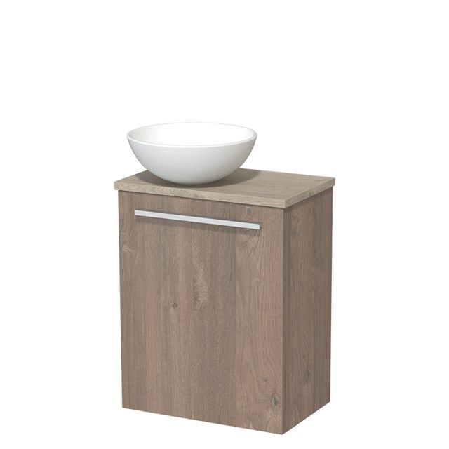 Maxaro Modulo Toiletmeubel - 41 cm - Middenbruin Eiken - Lichtgrijs Eiken Blad