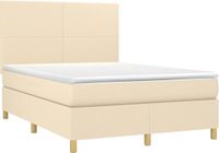 vidaXL Boxspring met matras stof crèmekleurig 140x190 cm
