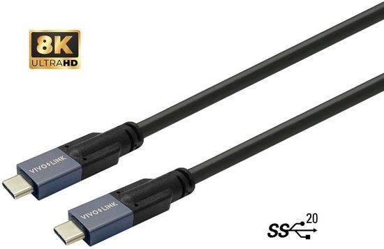 VivoLink USB-C to USB-C Cable 7.5m Black