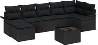 vidaXL Tuinbank Set 8-delig Zwart Polyrattan
