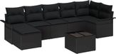 vidaXL Tuinbank Set 8-delig Zwart Polyrattan