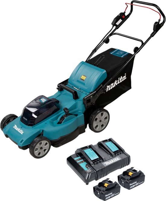 Makita DLM 480 CT2 accu grasmaaier 36 V ( 2x 18 V ) 48 cm 62 l + 2x accu 5.0 Ah + lader